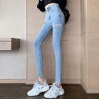 High-waist Rhinestone Skinny Jeans