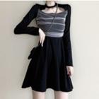 Long-sleeve Mini Knit A-line Dress