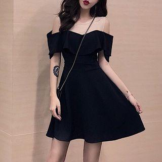 Two-tone Cut-out Shoulder Dress