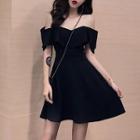 Two-tone Cut-out Shoulder Dress