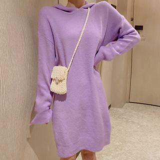 Plain Hooded Knit Dress