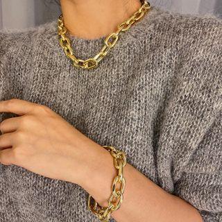 Set: Chain Necklace + Bracelet Necklace & Bracelet - Gold - One Size