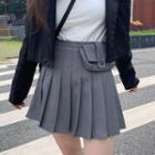 Set: Mini A-line Pleated Skirt + Belt Bag