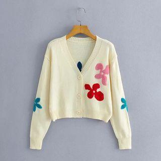 Flower Print Cardigan Khaki - One Size