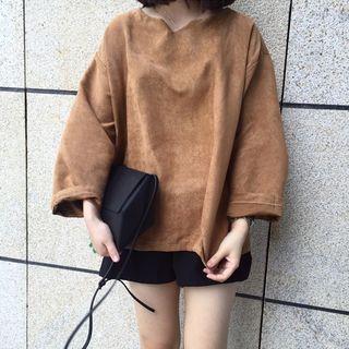 Cutout Neckline Long Sleeve Plain T-shirt