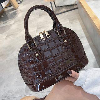 Patent Croc Grain Handbag