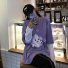 Long-sleeve Paneled Printed T-shirt