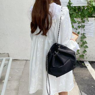 Chain Strap Bucket Backpack Black - One Size