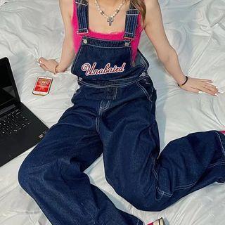 Letter Embroidered Straight Leg Jumper Jeans