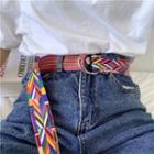 Patterned Canvas Belt Multicolor - Yellow & Blue - One Size