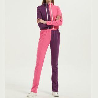 Set: Hooded Zip Paneled Jacket+ Sweatpants