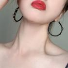 Studded Acrylic Hoop Earring 1 Pair - As Shown In Figure - One Size