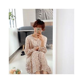 Round-neck Lace Midi Dress