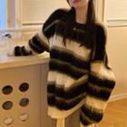 Color Block Striped Sweater Stripe - Black & White - One Size