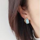 Glaze Alloy Cuff Earring 1 Pair - Gold & Blue - One Size