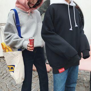 Couple Matching Two-tone Embroidered Hoodie