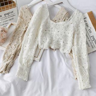 Jacquard Cropped Knit Top