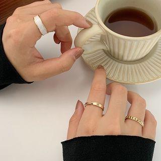 Set Of 3: Glaze / Alloy Open Ring Set Of 3 - Gold - One Size