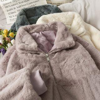 Half-zipper Drawstring-hem Fleece Jacket