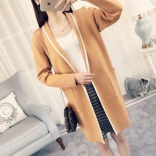 Piped V-neck Long Cardigan