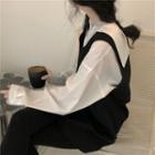 Sailor-collar Shirt + V-neck Overall Dress
