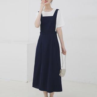 Midi A-line Jumper Dress Navy Blue - One Size