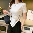 Short-sleeve Lettering Zipped T-shirt