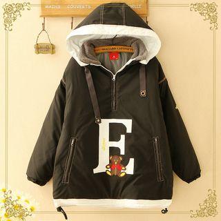Bear Applique Padded Hoodie