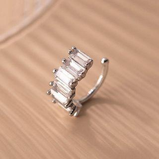 Rhinestone Sterling Silver Cuff Earring 1 Pc - Silver - One Size