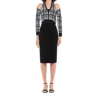 Long-sleeve Cold Shoulder Plaid Crop Top