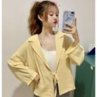 Plain Lace-up Long-sleeve Blazer