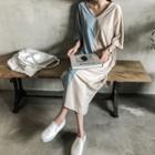 V-neck Two-tone Long T-shirt Dress