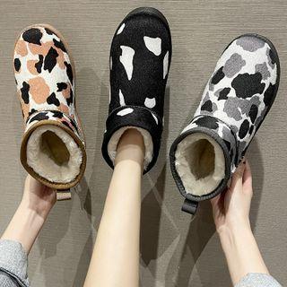 Milk Cow Print Short Snow Boots