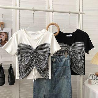 Color Panel Drawstring Short-sleeve T-shirt