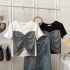 Color Panel Drawstring Short-sleeve T-shirt