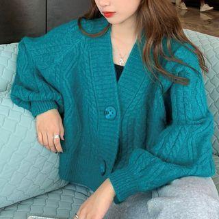 V-neck Cable Knit Cropped Cardigan