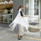Fringe-hem Open-front Lace Vest