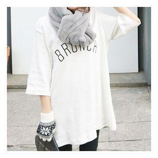 Letter Elbow-sleeve Top