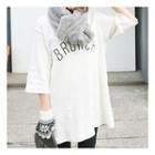 Letter Elbow-sleeve Top
