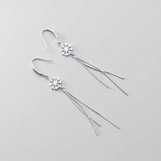 Snowflake Sterling Silver Fringed Earring 1 Pair - Silver - One Size