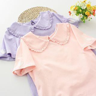 Frill Trim Collared Short Sleeve T-shirt