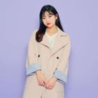 Double-breasted Stripe-sleeve Trench Coat