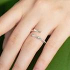925 Sterling Silver Bamboo-styled Open Ring Bamboo - Silver - One Size