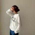 Butterfly Embroidery Sequin Sweatshirt