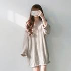 Long-sleeve V-neck Rib Knit Dress
