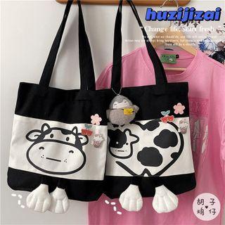 Cow Print Tote Bag / Bag Charm / Set