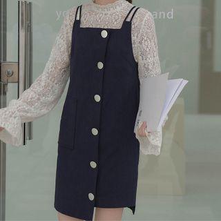 Asymmetric Double Strap Pinafore Dress