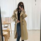 Long Cotton Trench Coat With Belt