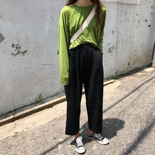 Plain Long Sleeve T-shirt / Straight Cut Pants