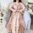 Ruffled Open-front Chiffon Jacket Pink - One Size